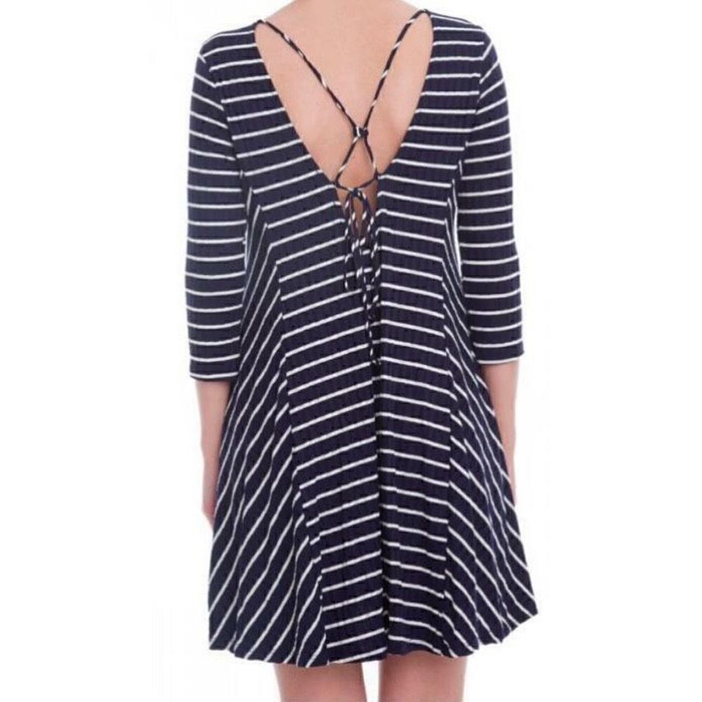 Lush Striped Ribbed Swing Dress | S